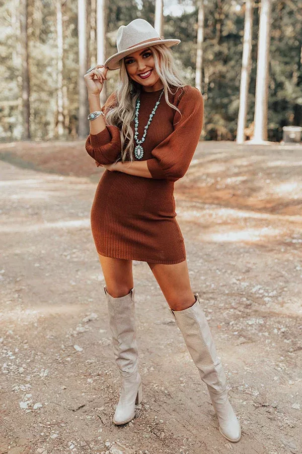 Abundant Love Sweater Dress In Chocolate